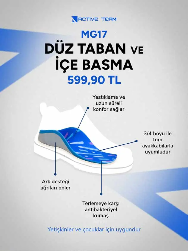 Active Team düz taban ve içe basma ürün postu